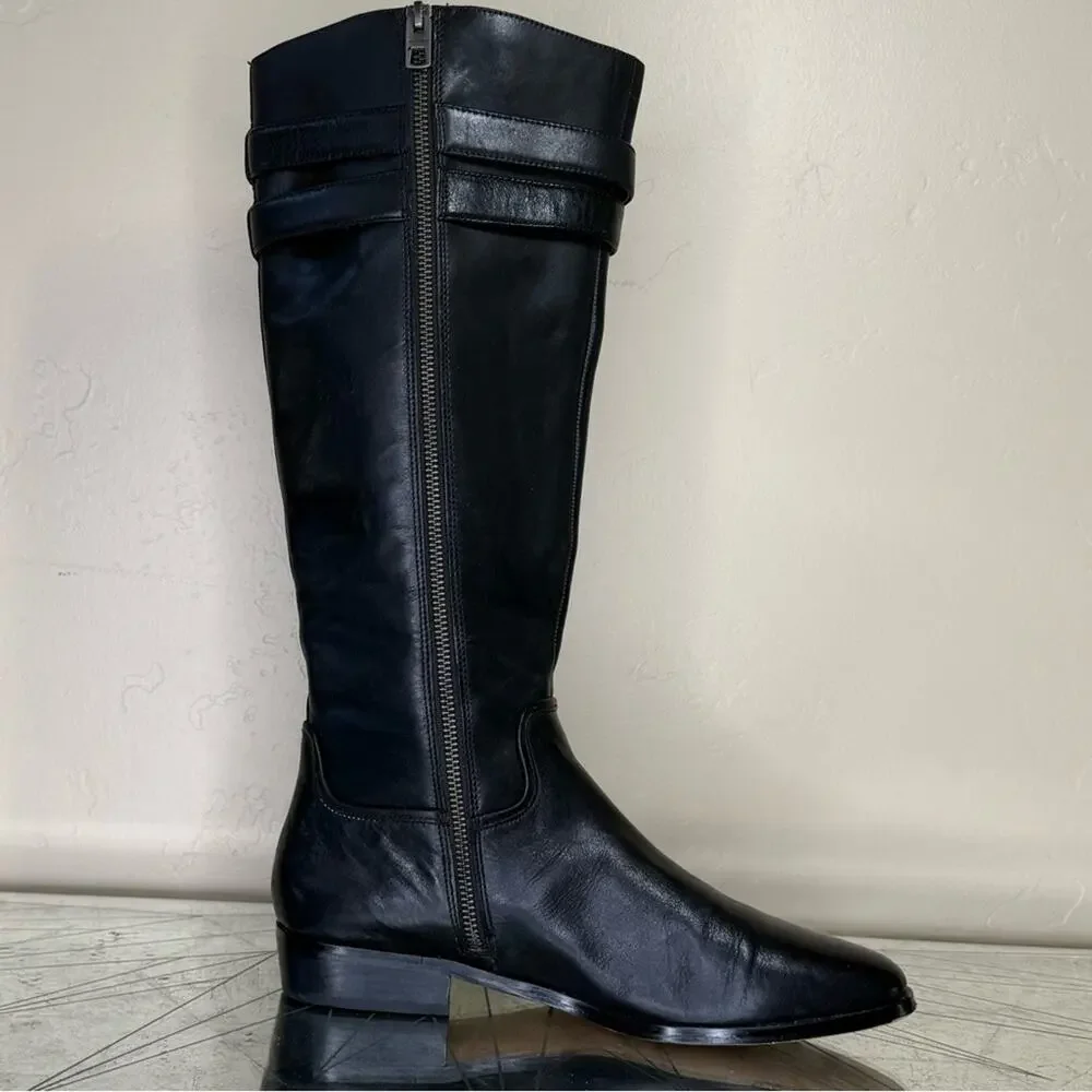 Coach Linette Tall Leather Riding Boots Black Size 9 Pre-Worn
